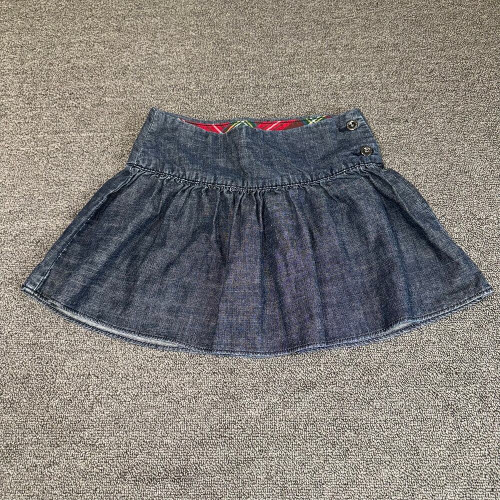 VTG‎ GAP 2008 Youth Girls Pleated Denim Skirt Size 8 Kids Preppy Casual